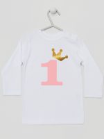 na roczek jedynką z koroną koszulka z długim rękawem kolor biały 151