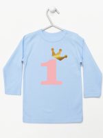 na roczek jedynką z koroną koszulka z długim rękawem kolor błękitny 151