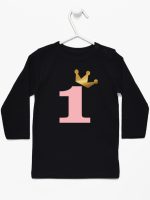 na roczek jedynką z koroną koszulka z długim rękawem kolor czarny 151