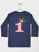 na roczek jedynką z koroną koszulka z długim rękawem kolor granatowy 151