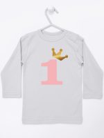 na roczek jedynką z koroną koszulka z długim rękawem kolor szary 151