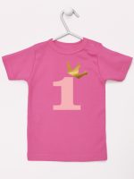na roczek jedynką z koroną koszulka z krótkim rękawem kolor ciemny różowy 151