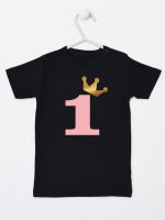 na roczek jedynką z koroną koszulka z krótkim rękawem kolor czarny 151