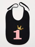 na roczek jedynką z koroną śliniak niemowlęcy kolor czarny 151