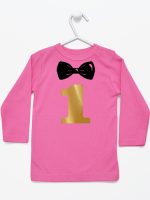 na roczek jedynka z muchą koszulka z długim rękawem kolor ciemny różowy 218