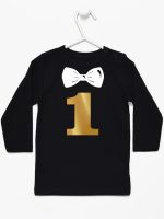 na roczek jedynka z muchą koszulka z długim rękawem kolor czarny 218