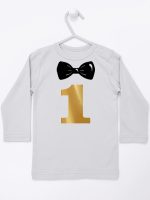 na roczek jedynka z muchą koszulka z długim rękawem kolor szary 218