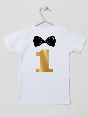 na roczek jedynka z muchą koszulka z krótkim rękawem kolor biały 218