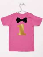 na roczek jedynka z muchą koszulka z krótkim rękawem kolor ciemny różowy 218