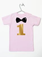 na roczek jedynka z muchą koszulka z krótkim rękawem kolor różowy 218