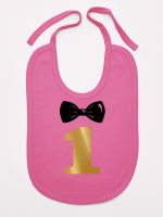 na roczek jedynka z muchą śliniak niemowlęcy kolor ciemny różowy 218