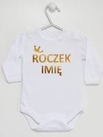 na roczek z imieniem dziecka body z długim rękawem kolor biały 029