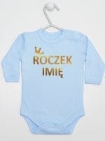na roczek z imieniem dziecka body z długim rękawem kolor błękitny 029