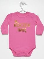 na roczek z imieniem dziecka body z długim rękawem kolor ciemny różowy 029