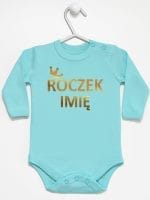 na roczek z imieniem dziecka body z długim rękawem kolor miętowy 029