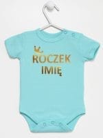 na roczek z imieniem dziecka body z krótkim rękawem kolor miętowy 029