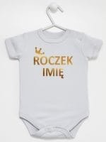 na roczek z imieniem dziecka body z krótkim rękawem kolor szary 029