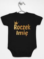 na roczek z imieniem dziecka nadruk złoty body z krótkim rękawem kolor czarny 217