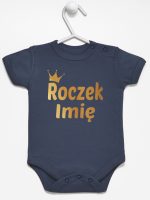 na roczek z imieniem dziecka nadruk złoty body z krótkim rękawem kolor granatowy 217
