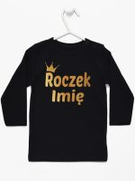 na roczek z imieniem dziecka nadruk złoty koszulka z długim rękawem kolor czarny 217