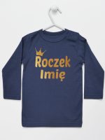 na roczek z imieniem dziecka nadruk złoty koszulka z długim rękawem kolor granatowy 217