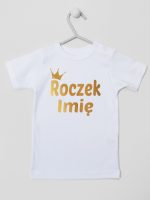 na roczek z imieniem dziecka nadruk złoty koszulka z krótkim rękawem kolor biały 217