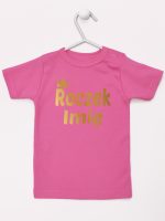 na roczek z imieniem dziecka nadruk złoty koszulka z krótkim rękawem kolor ciemny różowy 217