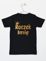 na roczek z imieniem dziecka nadruk złoty koszulka z krótkim rękawem kolor czarny 217