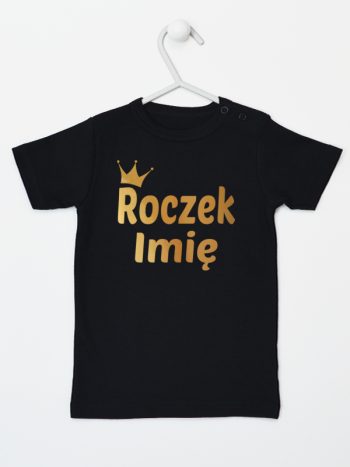 na roczek z imieniem dziecka nadruk złoty koszulka z krótkim rękawem kolor czarny 217
