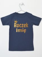 na roczek z imieniem dziecka nadruk złoty koszulka z krótkim rękawem kolor granatowy 217