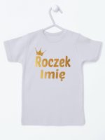 na roczek z imieniem dziecka nadruk złoty koszulka z krótkim rękawem kolor szary 217