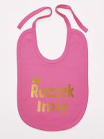 na roczek z imieniem dziecka nadruk złoty śliniak niemowlęcy kolor ciemny różowy 217