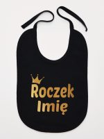 na roczek z imieniem dziecka nadruk złoty śliniak niemowlęcy kolor czarny 217