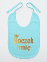 na roczek z imieniem dziecka nadruk złoty śliniak niemowlęcy kolor miętowy 217