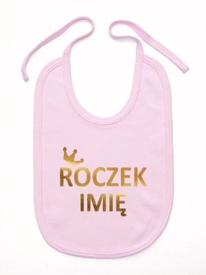 na roczek z imieniem dziecka śliniak niemowlęcy kolor różowy 029