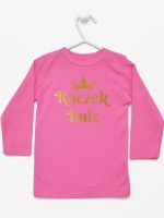 na roczek z imieniem i koroną koszulka z długim rękawem kolor ciemny różowy 219