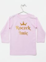 na roczek z imieniem i koroną koszulka z długim rękawem kolor różowy 219