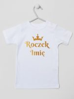 na roczek z imieniem i koroną koszulka z krótkim rękawem kolor biały 219
