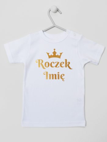 na roczek z imieniem i koroną koszulka z krótkim rękawem kolor biały 219