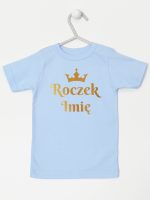 na roczek z imieniem i koroną koszulka z krótkim rękawem kolor błękitny 219