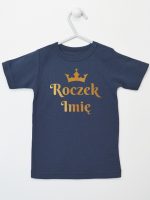 na roczek z imieniem i koroną koszulka z krótkim rękawem kolor granatowy 219