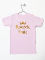 na roczek z imieniem i koroną koszulka z krótkim rękawem kolor różowy 219