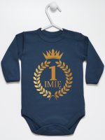 na roczek z laurami i imieniem nadruk złoty body z długim rękawem kolor granatowy 196