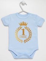 na roczek z laurami i imieniem nadruk złoty body z krótkim rękawem kolor błękitny 196