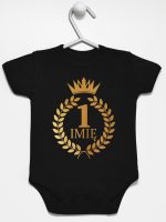 na roczek z laurami i imieniem nadruk złoty body z krótkim rękawem kolor czarny 196