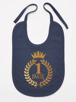 na roczek z laurami i imieniem nadruk złoty śliniak niemowlęcy kolor granatowy 196