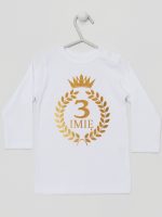 na tzrecie urodziny z laurami nadruk złoty koszulka z długim rękawem kolor biały 200