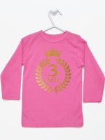 na tzrecie urodziny z laurami nadruk złoty koszulka z długim rękawem kolor ciemny różowy 200