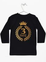 na tzrecie urodziny z laurami nadruk złoty koszulka z długim rękawem kolor czarny 200
