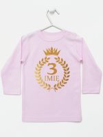 na tzrecie urodziny z laurami nadruk złoty koszulka z długim rękawem kolor różowy 200